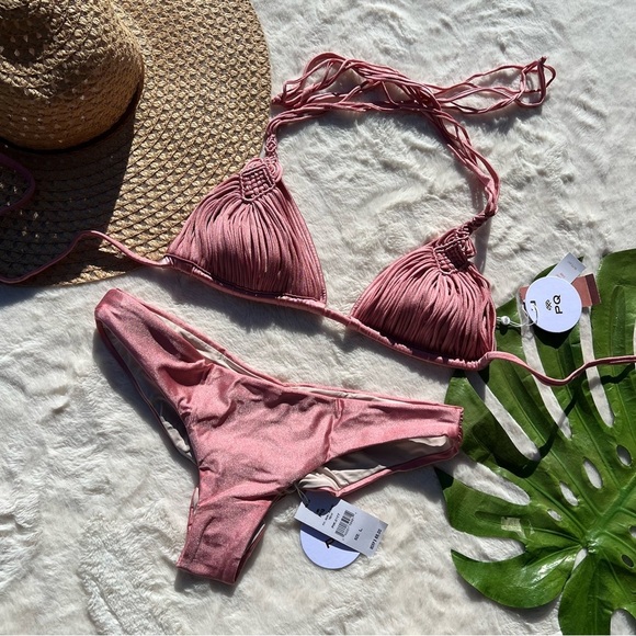 PQ Mila Top and Ruched Teeny Bikini Bottom in Pink Pearl. NWT - Picture 4 of 11